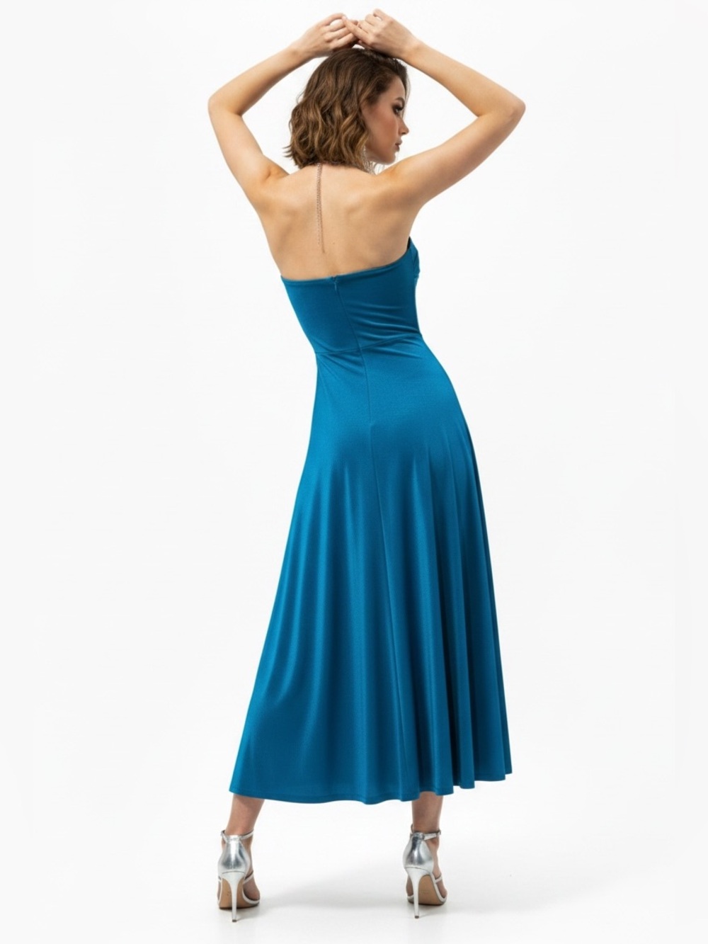 Maeve by Anthropologie Strapless Teal Midi Tube Dress - Picture 4 of 14
